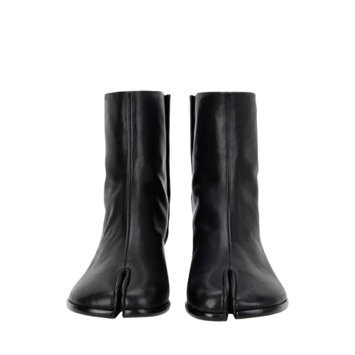 Unisex Black Leather Tabi Boots