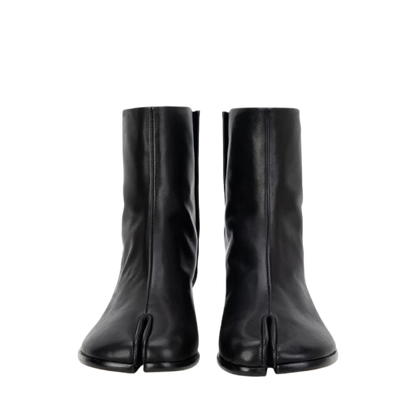 Unisex Black Leather Tabi Boots