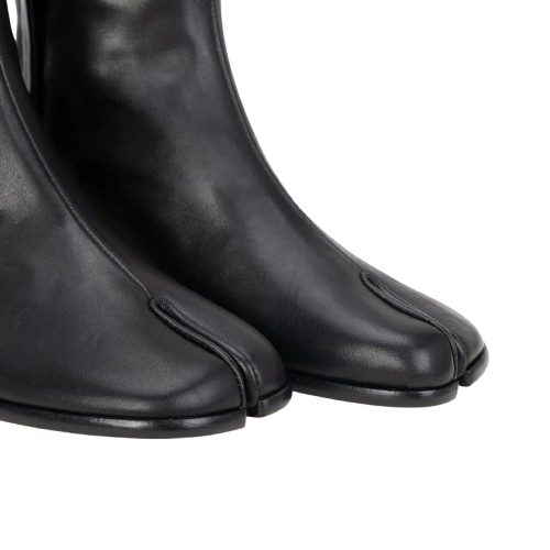 Unisex Black Leather Tabi Boots