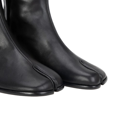 Unisex Black Leather Tabi Boots