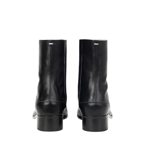 Unisex Black Leather Tabi Boots